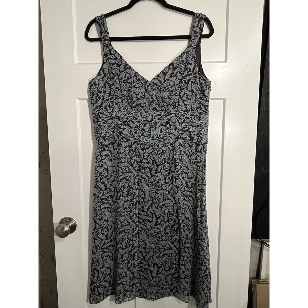 Ann Taylor Women’s Sleeveless Silk Dress Brown & Teal Floral Size 10
